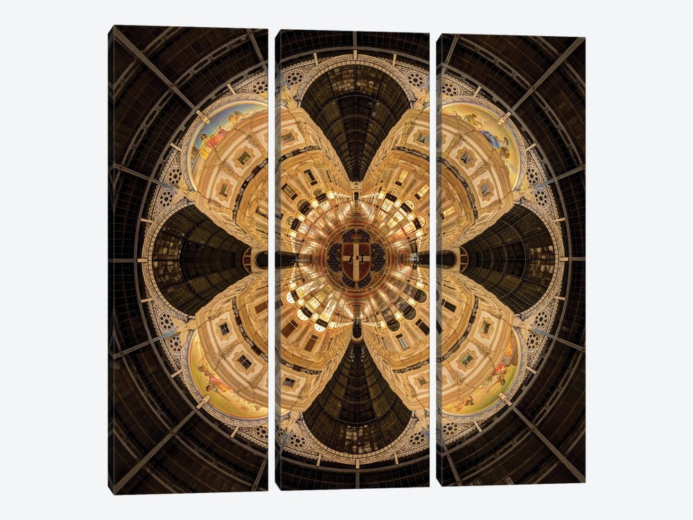 Galleria Vittorio Emanuele Old Architecture Palace In Milan, Italy 3-piece Canvas Art