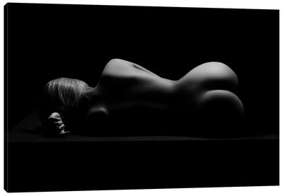 Nude Woman's Silhouette Naked Laying Down Sensual On Side Sexy Canvas Art Print - Alessandro Della Torre