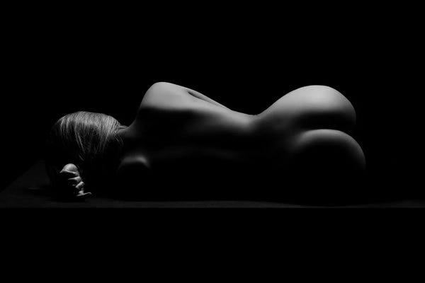 Figurative Photography: Nude Woman's Silhouette Naked Laying Down Sensual On Side Sexy by Alessandro Della Torre