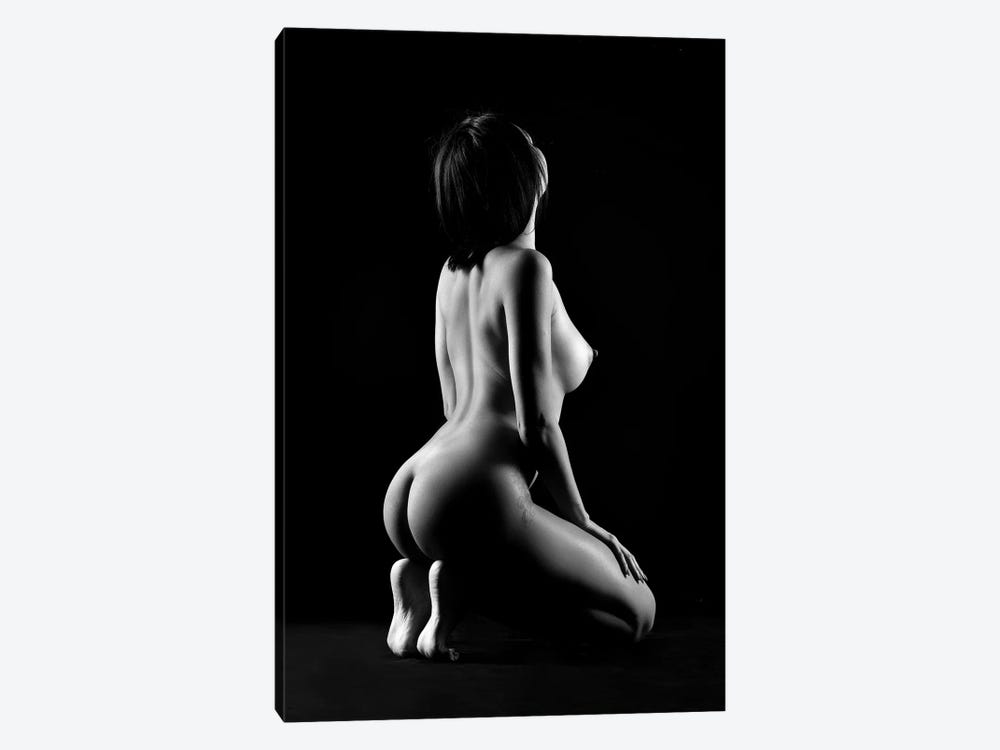 Black And White Erotic Naked Sitting Down Nude Woman I by Alessandro Della Torre 1-piece Canvas Print