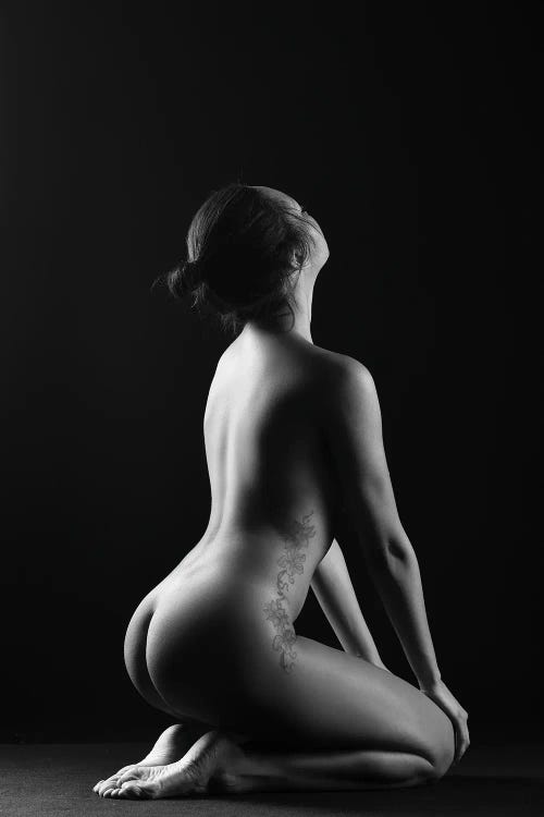 Black And White Erotic Naked Sitting Down Nude Woman III