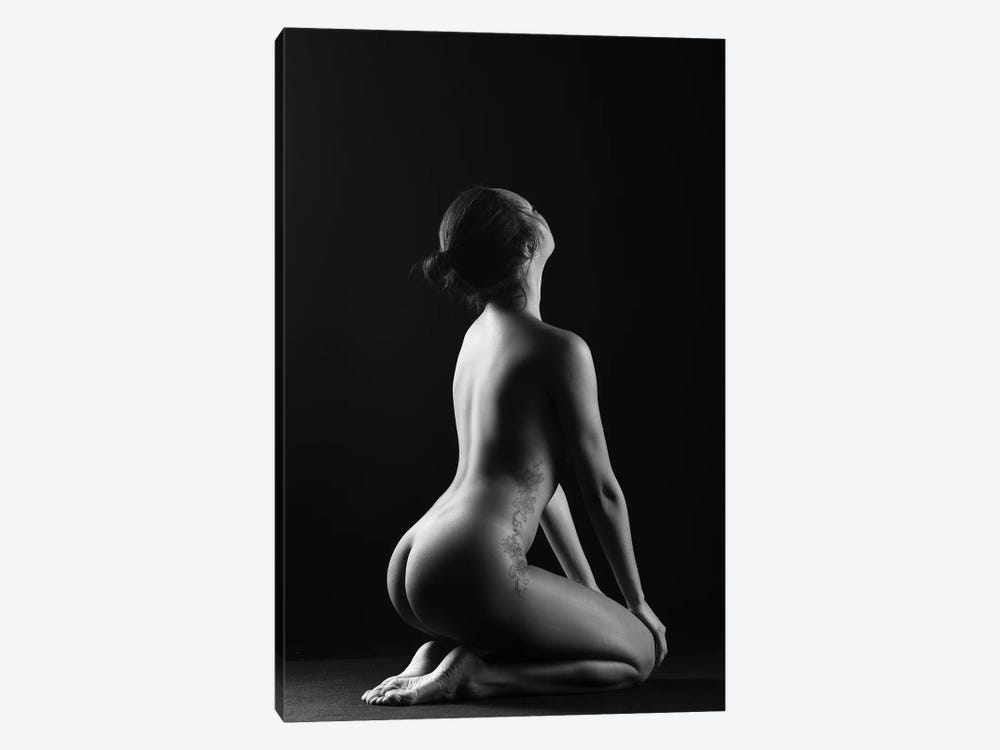Black And White Erotic Naked Sitting Down Nude Woman III by Alessandro Della Torre 1-piece Canvas Artwork