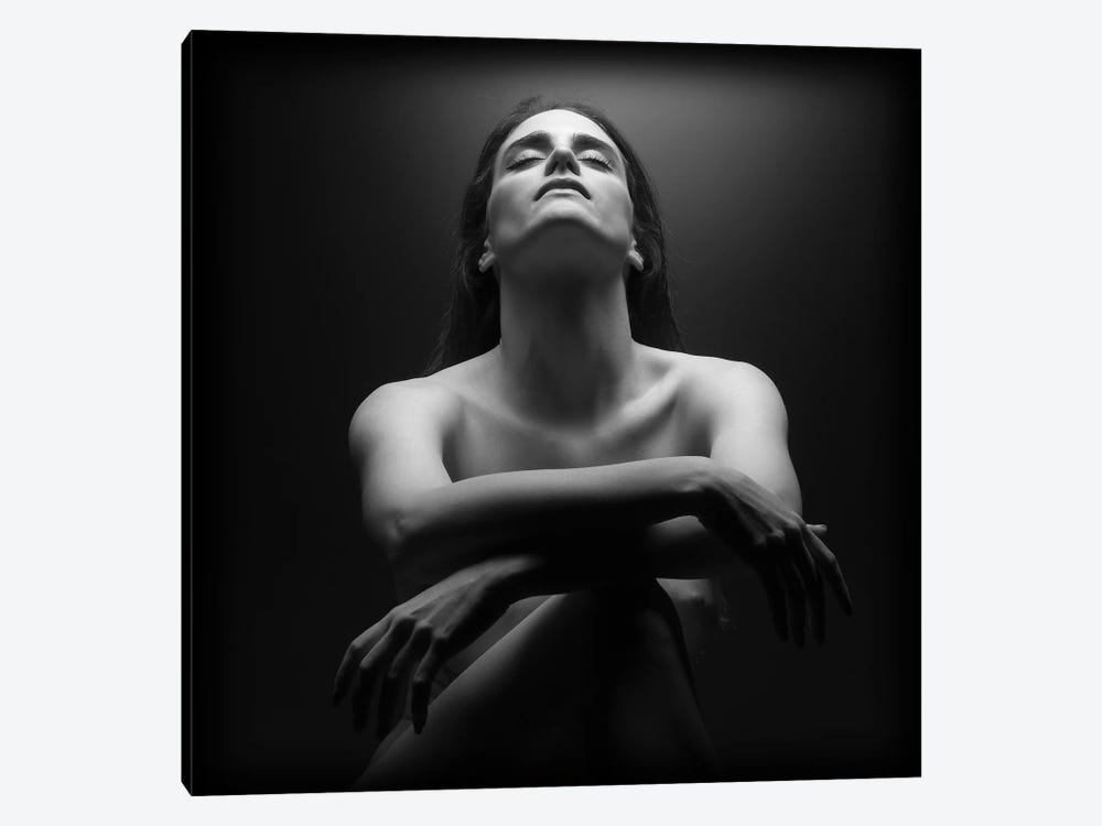 Nude Woman Portrait In Black And White by Alessandro Della Torre 1-piece Art Print