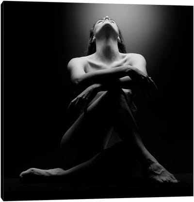Nude Woman Sitting On Black Isolated Canvas Art Print
