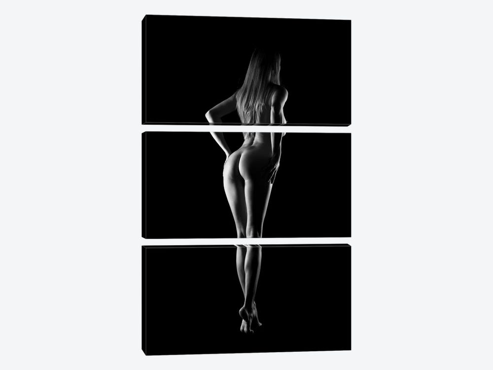 Nude Woman Standing With Beautiful Body BW by Alessandro Della Torre 3-piece Canvas Art Print
