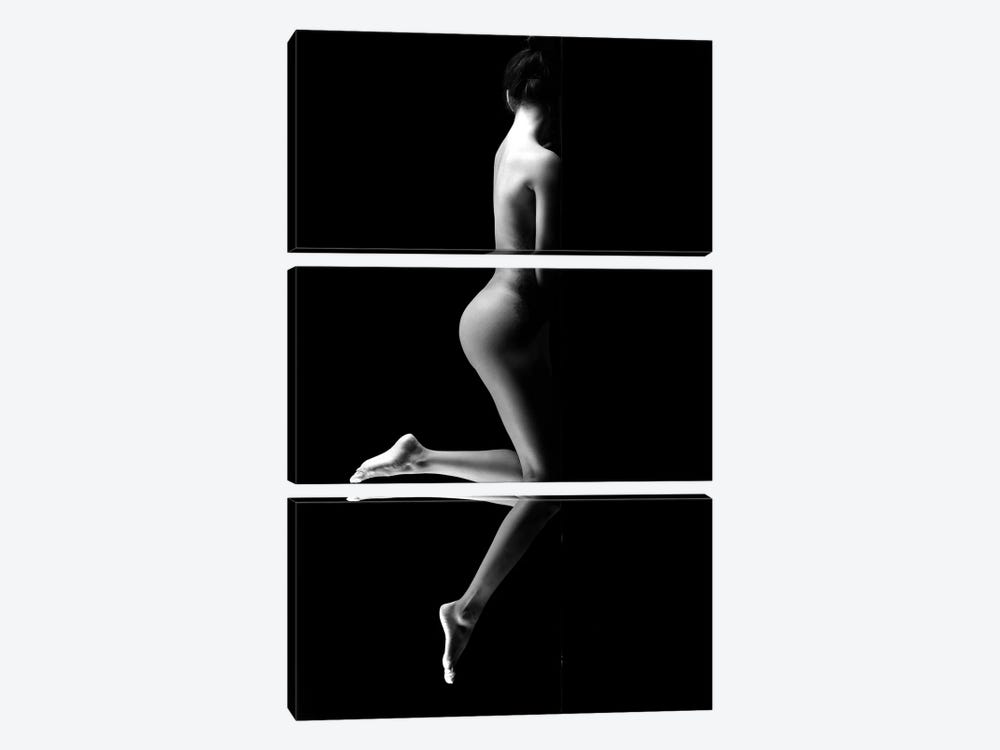 Black And White Erotic Naked Standing As Nude Woman I by Alessandro Della Torre 3-piece Canvas Artwork