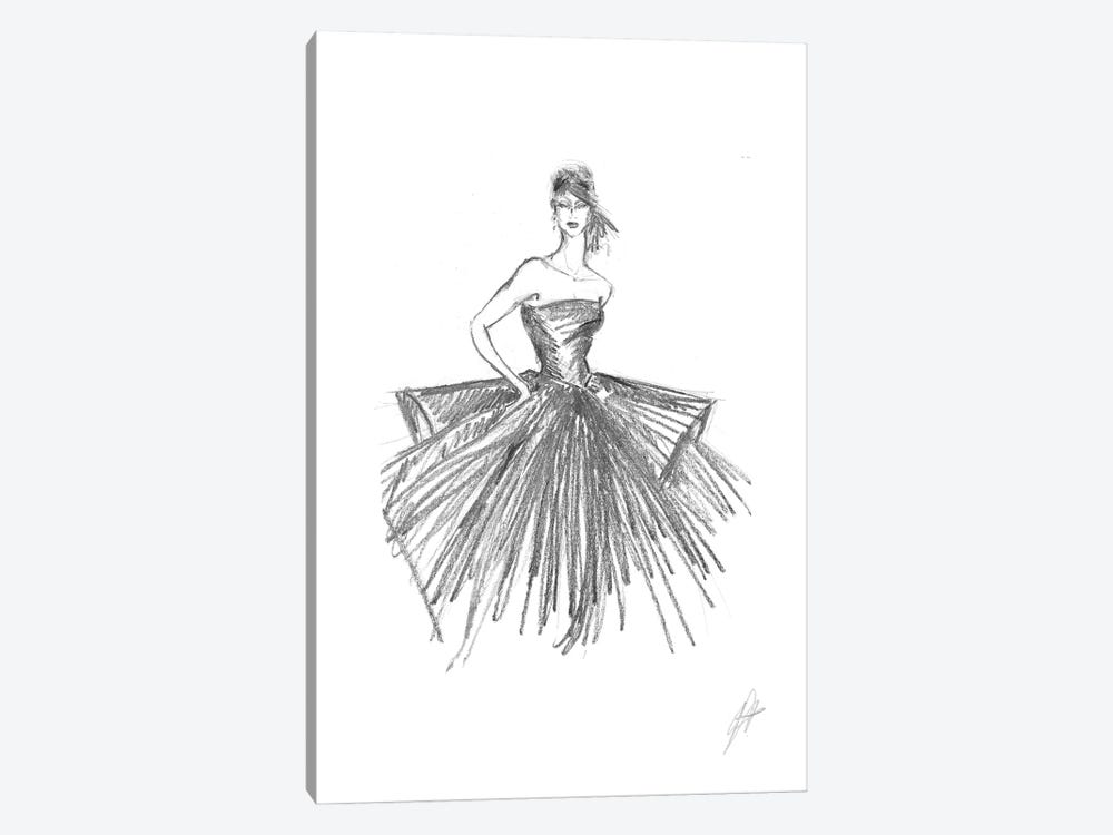 Sketch Of A Woman With Fashion Dress by Alessandro Della Torre 1-piece Canvas Art