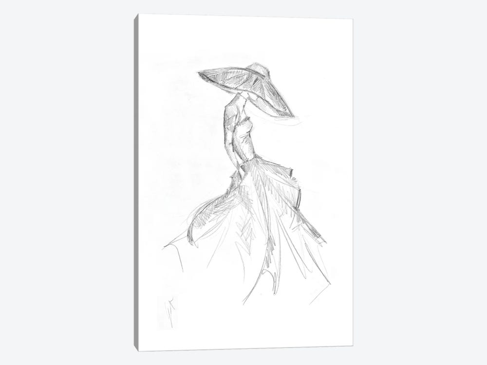 Sketch Of A Woman In A Dress by Alessandro Della Torre 1-piece Canvas Artwork