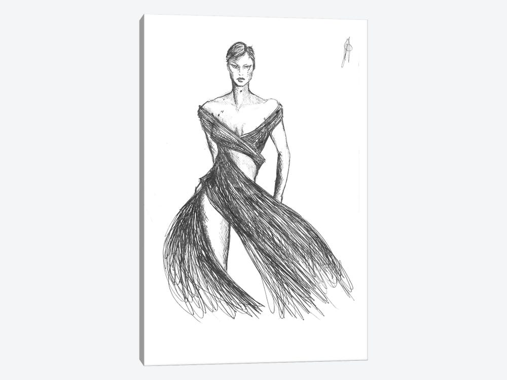 Sketch Of Woman In Fashion Dress by Alessandro Della Torre 1-piece Canvas Art Print