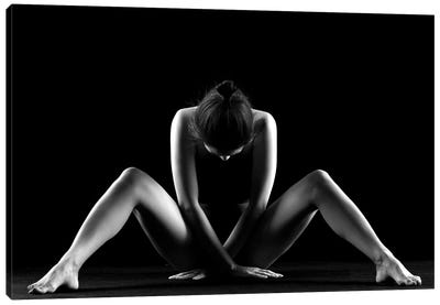 Nude Woman Sitting Down Naked With Open Legs Canvas Art Print - Alessandro Della Torre