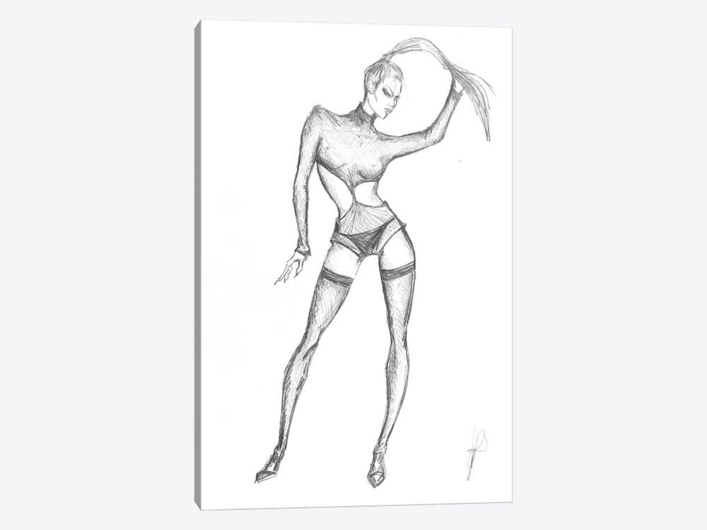 Sketch Of Glamour Model With Long Hair by Alessandro Della Torre 1-piece Canvas Print