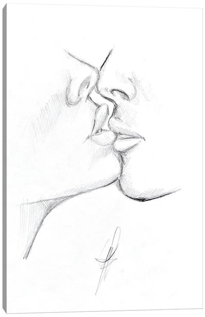 Sketch Of A Kiss Canvas Art Print