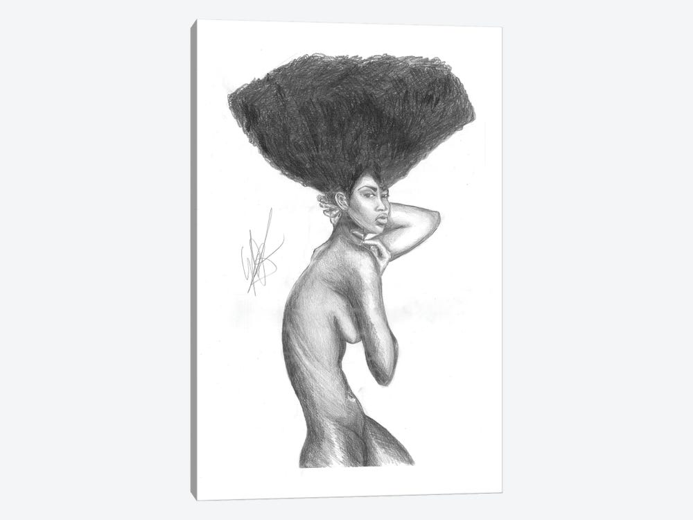 Sketch Of A Nude Black Woman With Curly Hair by Alessandro Della Torre 1-piece Canvas Art Print