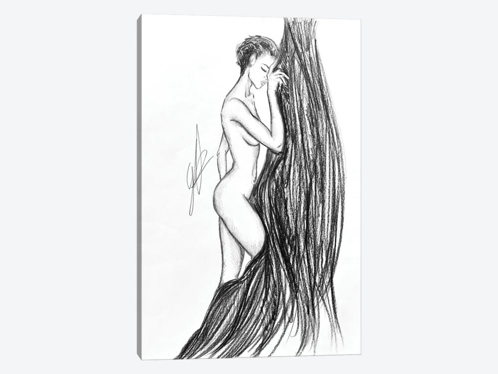 Sketch Of A Nude Woman Near A Curtain by Alessandro Della Torre 1-piece Canvas Artwork