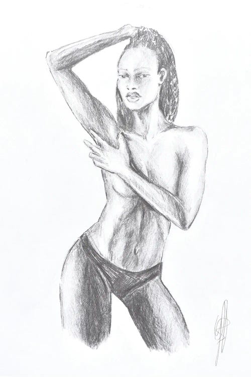 Sketch Of An Exotic Girl In Topless by Alessandro Della Torre wall art