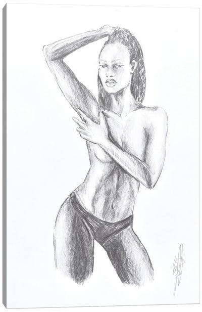 Sketch Of An Exotic Girl In Topless Canvas Art Print