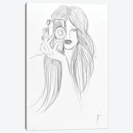 Sketch Of Long Hair Woman Photographer Canvas Print #ADT723} by Alessandro Della Torre Art Print