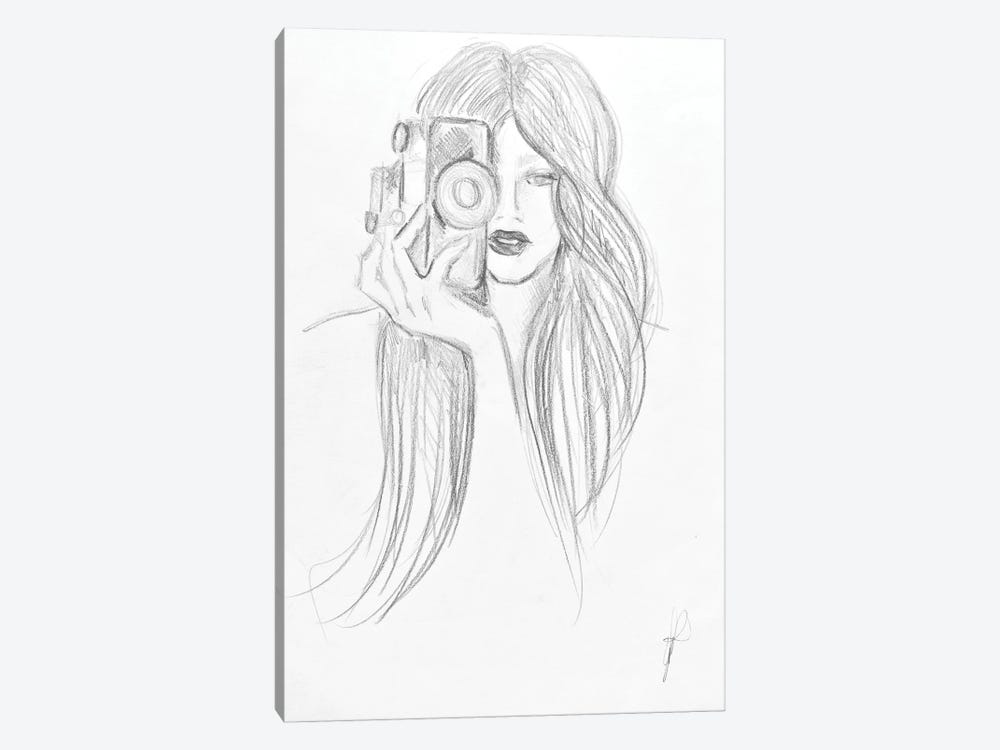 Sketch Of Long Hair Woman Photographer by Alessandro Della Torre 1-piece Canvas Art Print