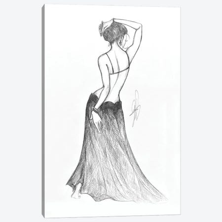 Sketch Of Nude Back Of A Woman With Dress Canvas Print #ADT724} by Alessandro Della Torre Canvas Wall Art