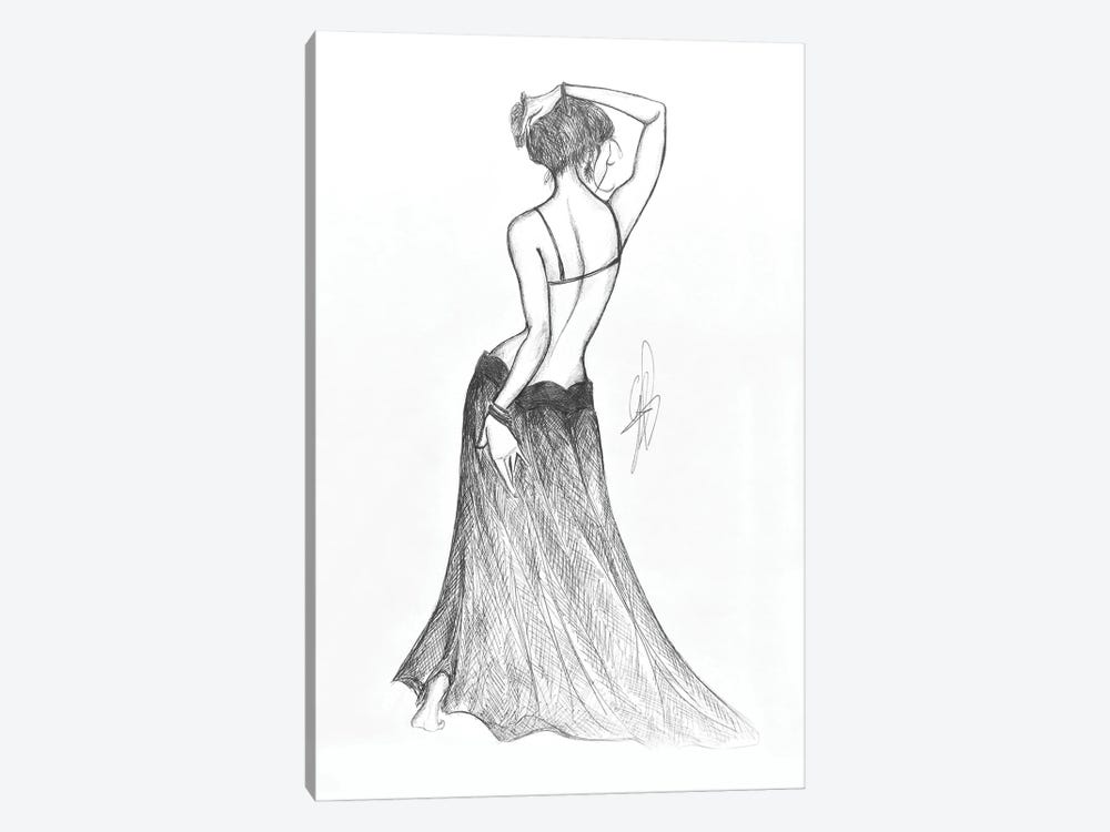 Sketch Of Nude Back Of A Woman With Dress by Alessandro Della Torre 1-piece Canvas Artwork