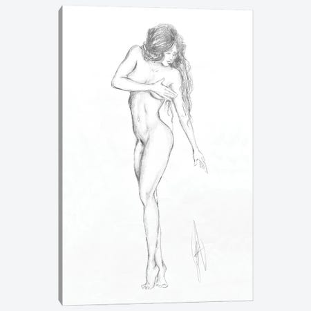Sketch Of Nude Woman With Long Hair Canvas Print #ADT726} by Alessandro Della Torre Canvas Artwork