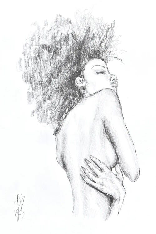 Sketch Of Woman With Curly Hair