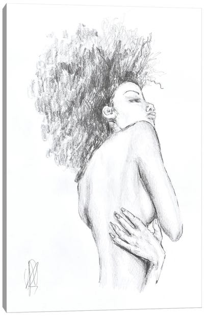 Sketch Of Woman With Curly Hair Canvas Art Print