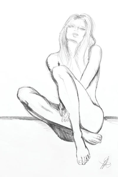 Naked Woman Sitting Sensually by Alessandro Della Torre art print