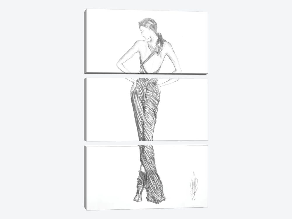 Nude Back Of A Woman by Alessandro Della Torre 3-piece Canvas Wall Art