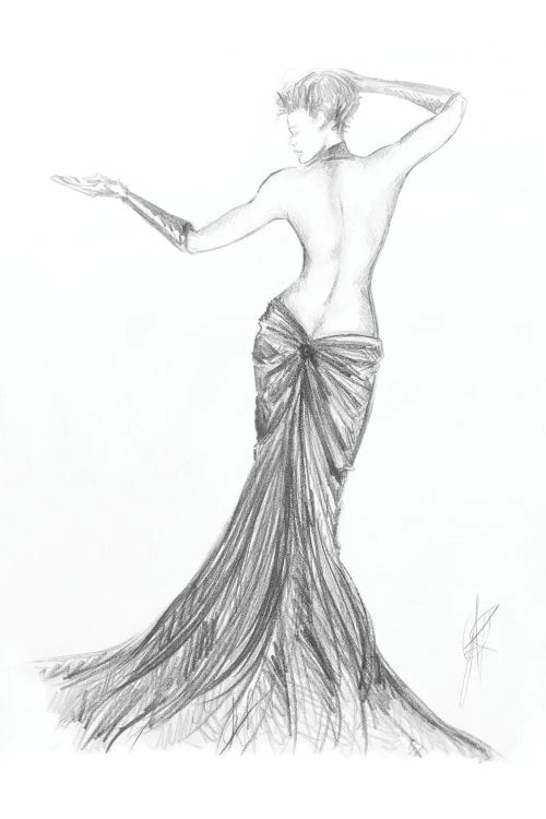 A Woman With Nude Back And Skirt