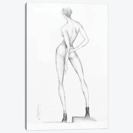 Nude Woman Standing On Step Canvas Print #ADT745} by Alessandro Della Torre Canvas Artwork