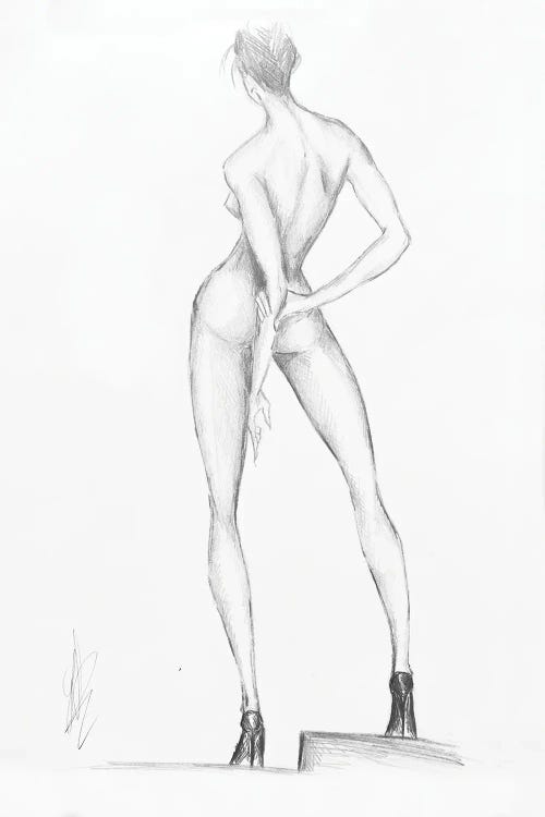 Nude Woman Standing On Step