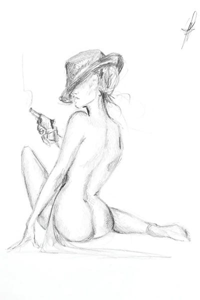Nude Gangster Woman by Alessandro Della Torre art print