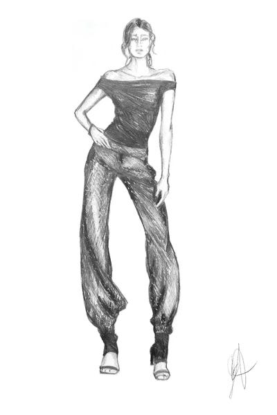 Sketch Of Woman With Top And Trousers