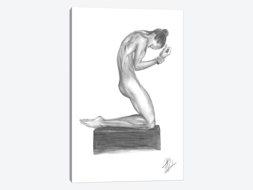 Drawing Of Naked Girl On A Cube by Alessandro Della Torre 1-piece Canvas Art