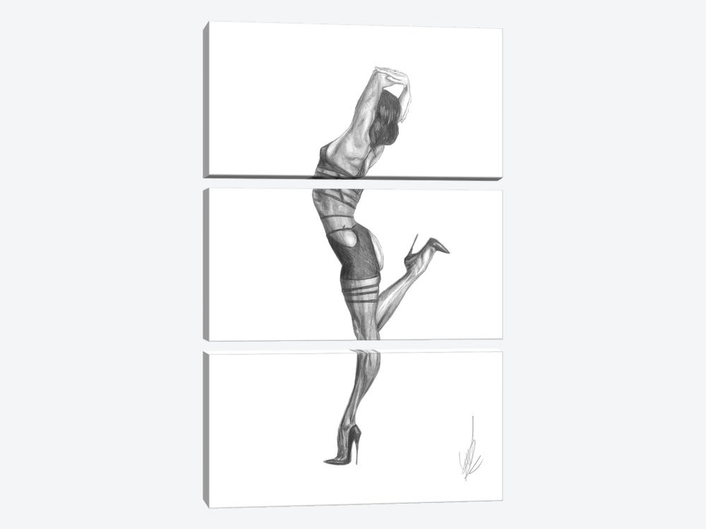 Drawing Of A Sexy Naked Woman by Alessandro Della Torre 3-piece Canvas Art