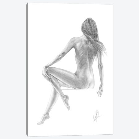Drawing Of A Girl Sitting Down On A Cube Naked Canvas Print #ADT780} by Alessandro Della Torre Art Print