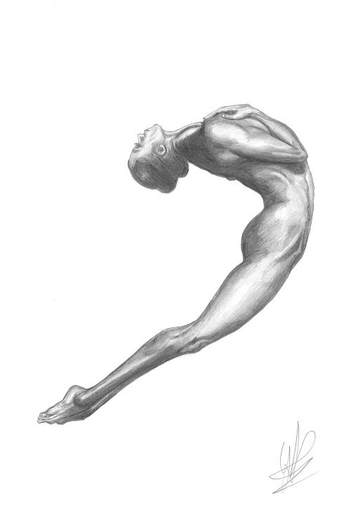 Drawing Of Naked Woman Diving