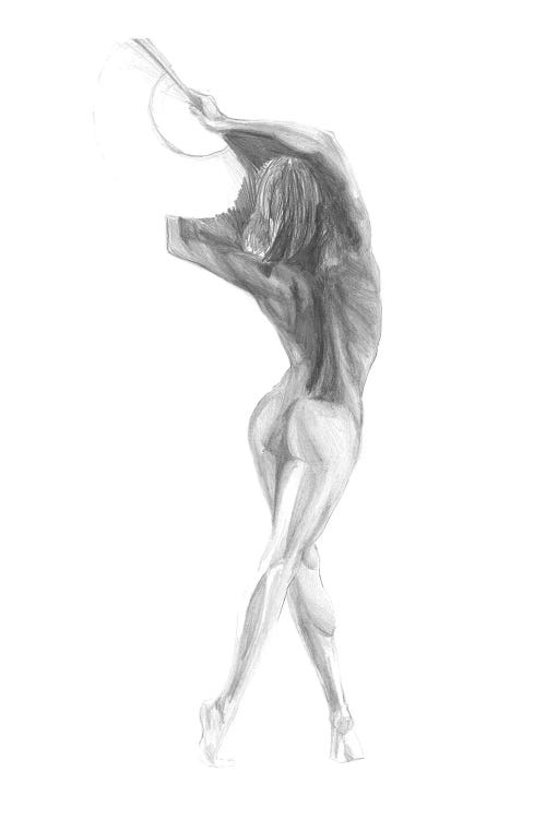 Drawing Of Naked Woman With Folding Fan