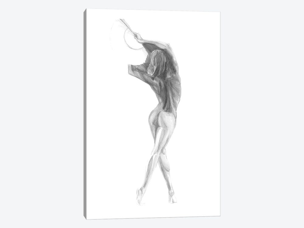 Drawing Of Naked Woman With Folding Fan by Alessandro Della Torre 1-piece Canvas Art