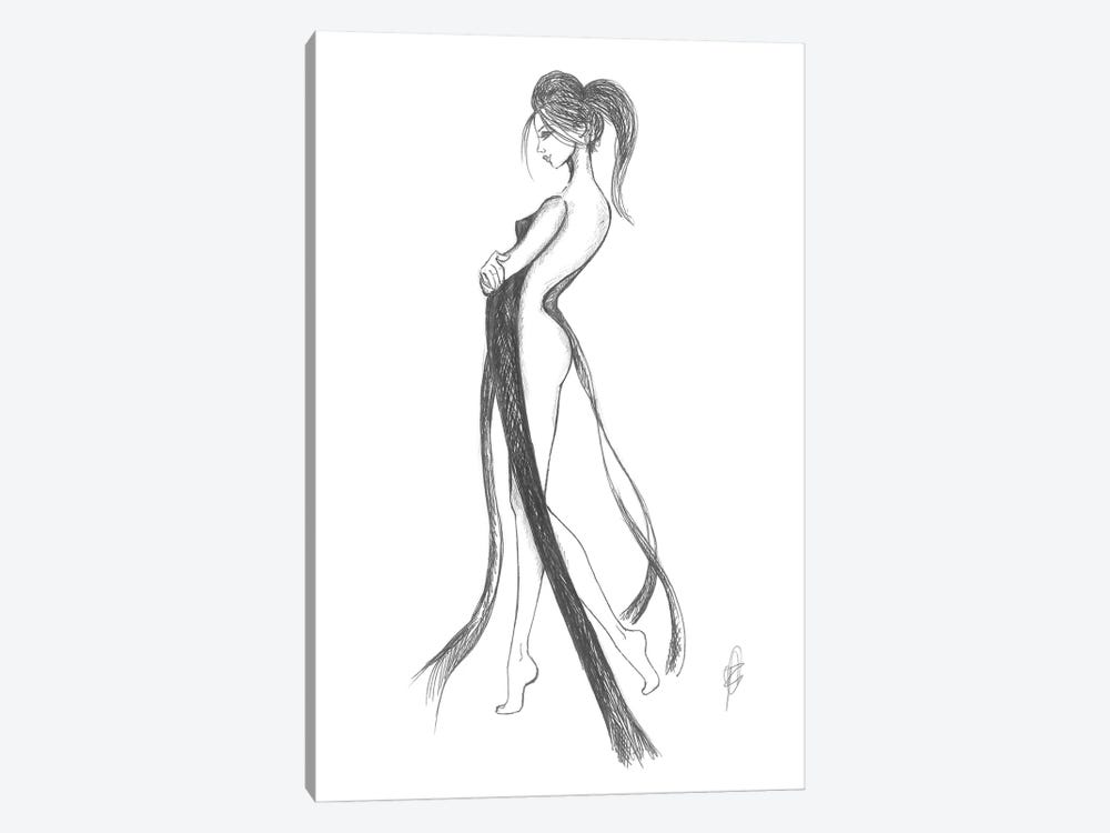 Sketch Drawing Of A Woman Naked And Bare Feet by Alessandro Della Torre 1-piece Art Print