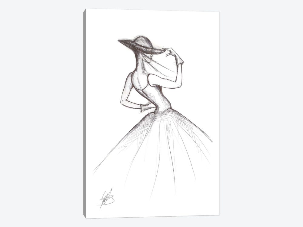Sketch Drawing Of A Fashion Girl With Dress by Alessandro Della Torre 1-piece Canvas Print