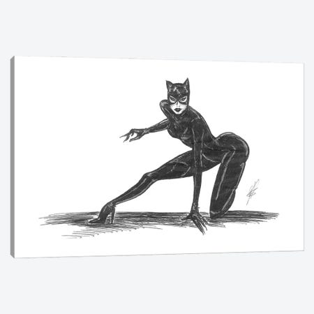 Drawing Of Cat Woman Canvas Print #ADT798} by Alessandro Della Torre Canvas Art