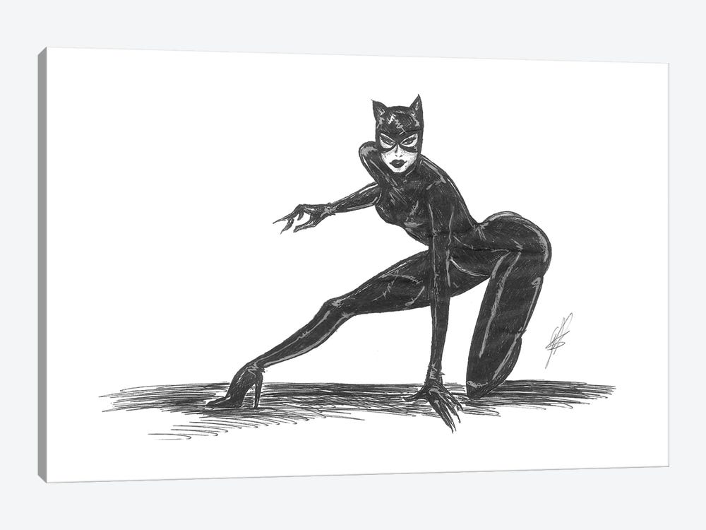Drawing Of Cat Woman by Alessandro Della Torre 1-piece Canvas Print