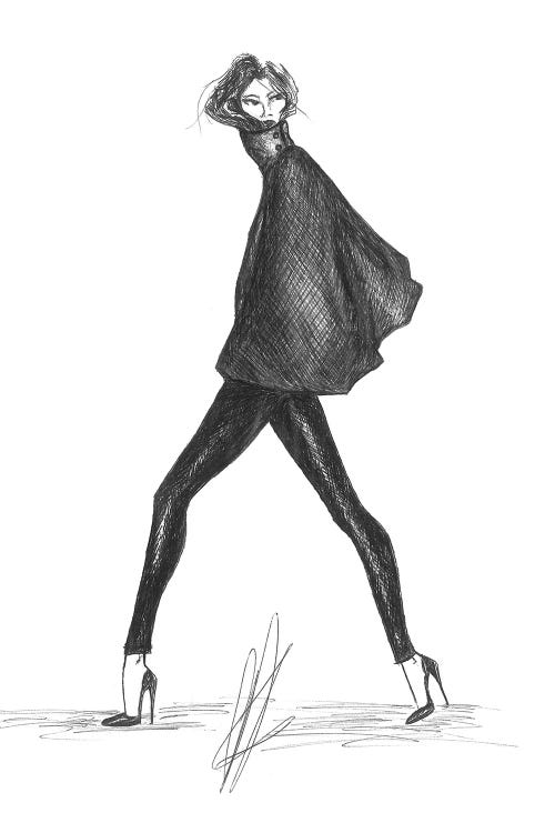 Drawing Of A Fashion Woman Walking by Alessandro Della Torre wall art