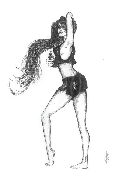 A Woman With A Gun by Alessandro Della Torre canvas print