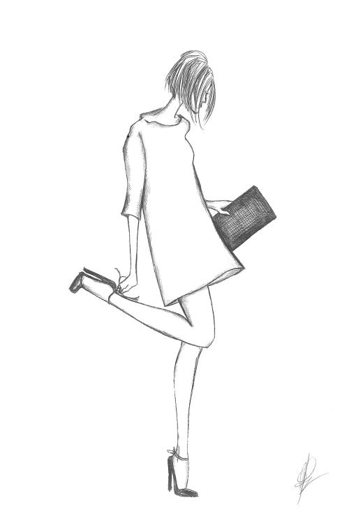 Drawing Of A Woman With Heels And A Pocket