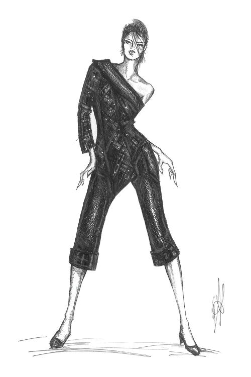 Drawing Of A Woman With Long Trousers by Alessandro Della Torre wall art