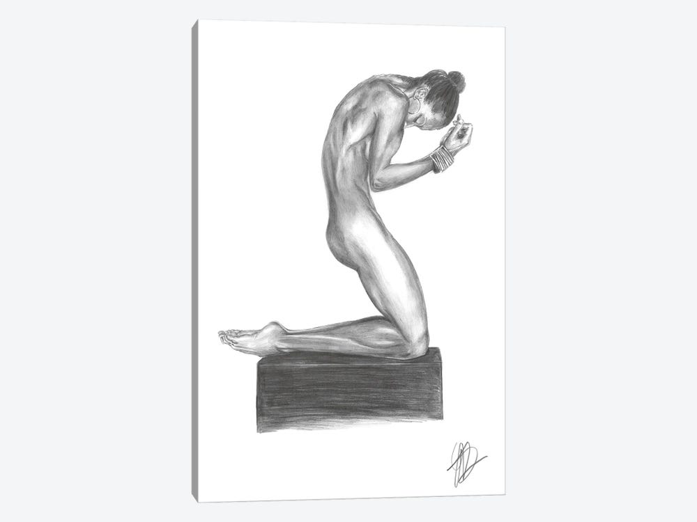 Naked Girl On A Black Cube by Alessandro Della Torre 1-piece Canvas Art