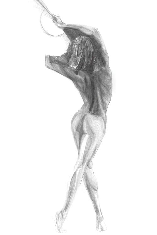 Naked Woman Holding A Folding Fan by Alessandro Della Torre wall art